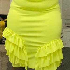 Chartreuse mid length skirt 2XL